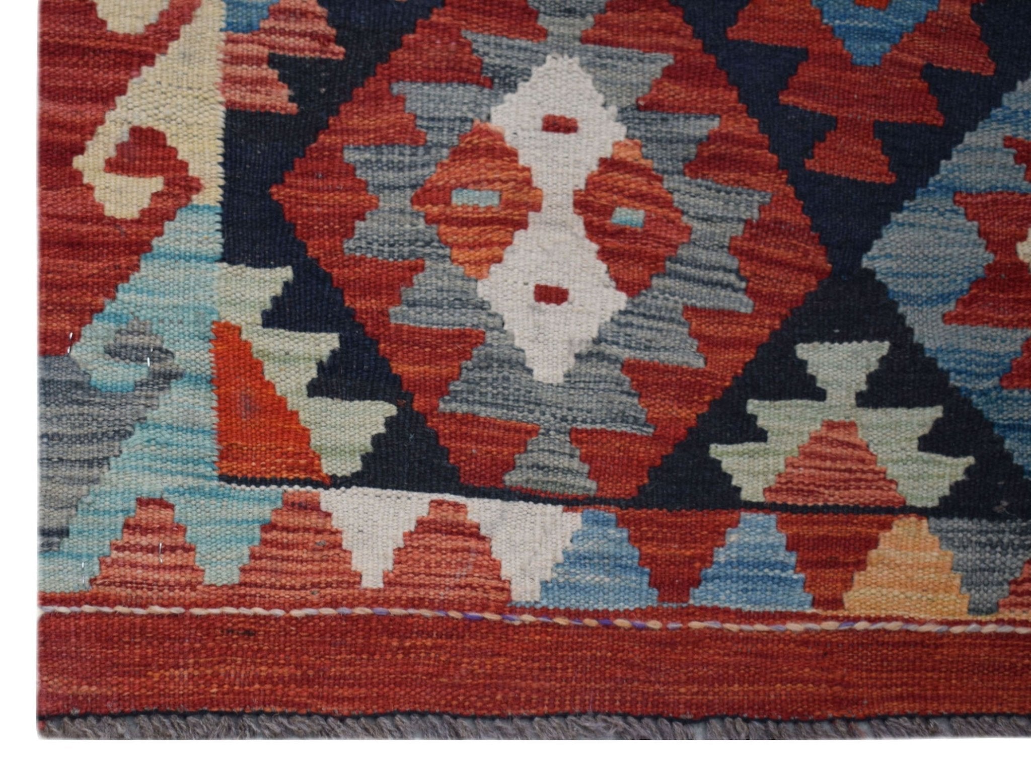 Handmade Afghan Maimana Kilim Hallway Runner | 288 x 82 cm | 9'5" x 2'8" - Najaf Rugs & Textile