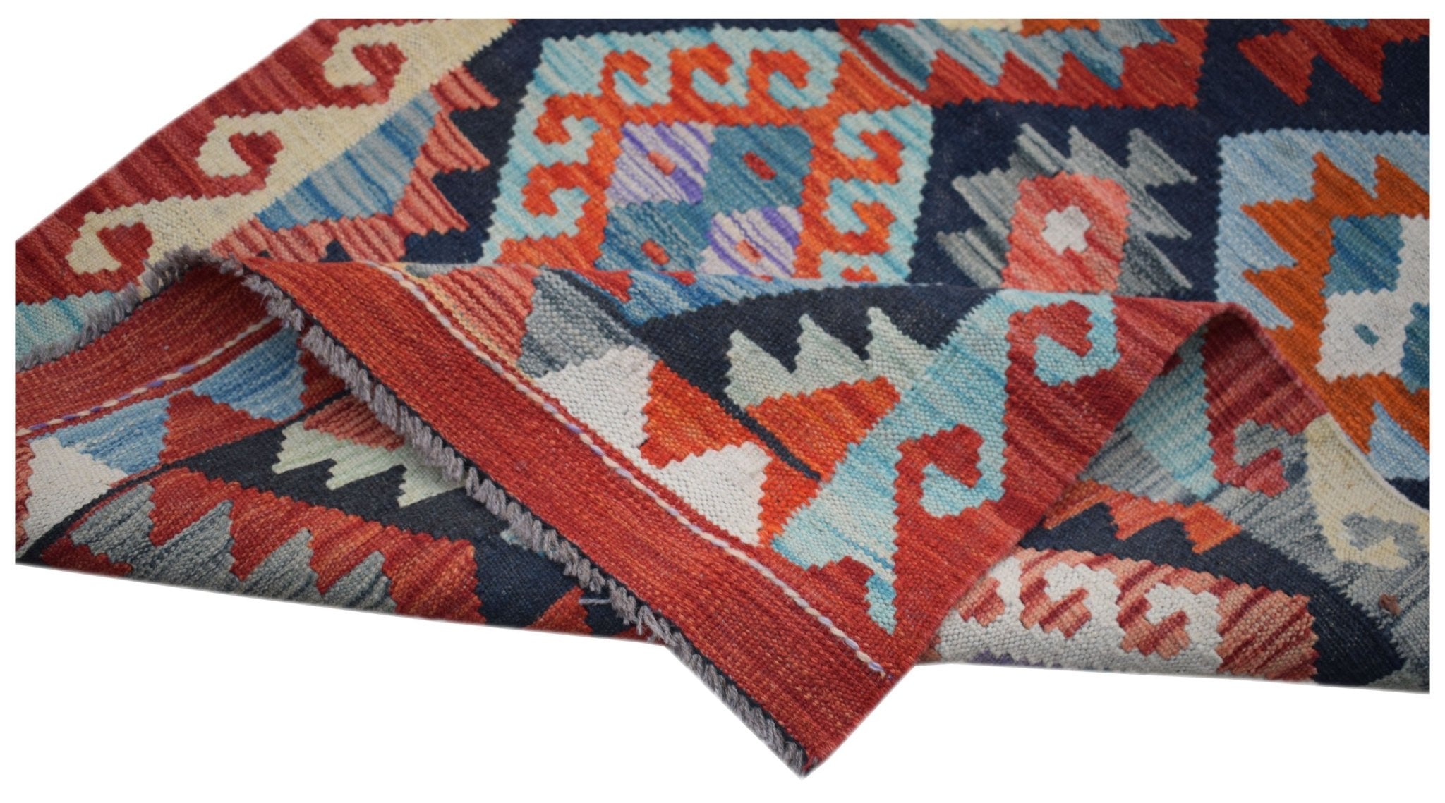 Handmade Afghan Maimana Kilim Hallway Runner | 288 x 82 cm | 9'5" x 2'8" - Najaf Rugs & Textile