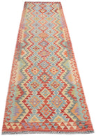 Handmade Afghan Maimana Kilim Hallway Runner | 289 x 77 cm | 9'6" x 2'7" - Najaf Rugs & Textile