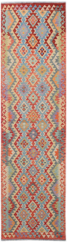 Handmade Afghan Maimana Kilim Hallway Runner | 289 x 77 cm | 9'6" x 2'7" - Najaf Rugs & Textile