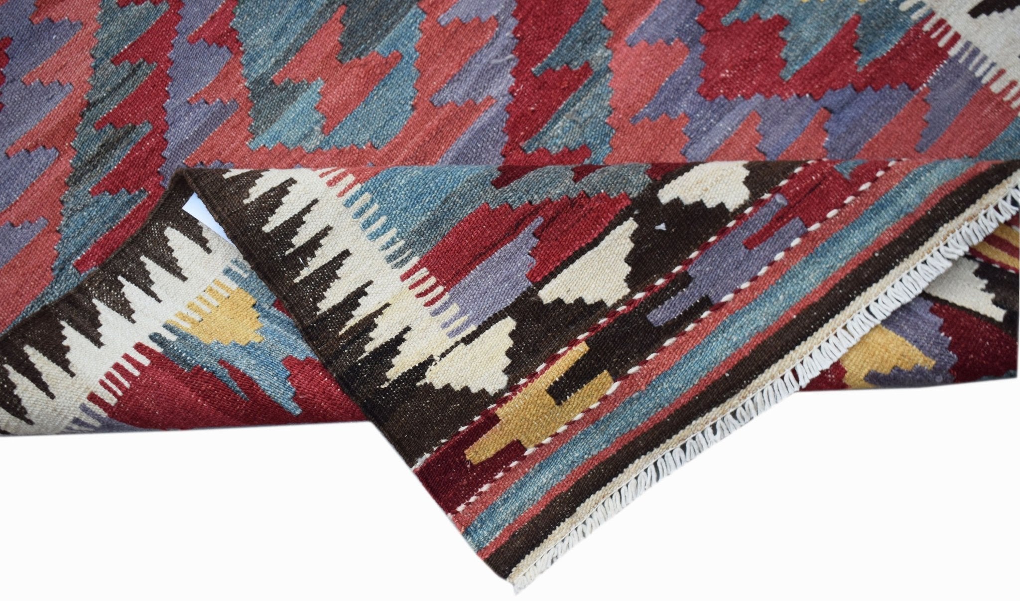 Handmade Afghan Maimana Kilim Hallway Runner | 291 x 82 cm | 9'7" x 2'8" - Najaf Rugs & Textile