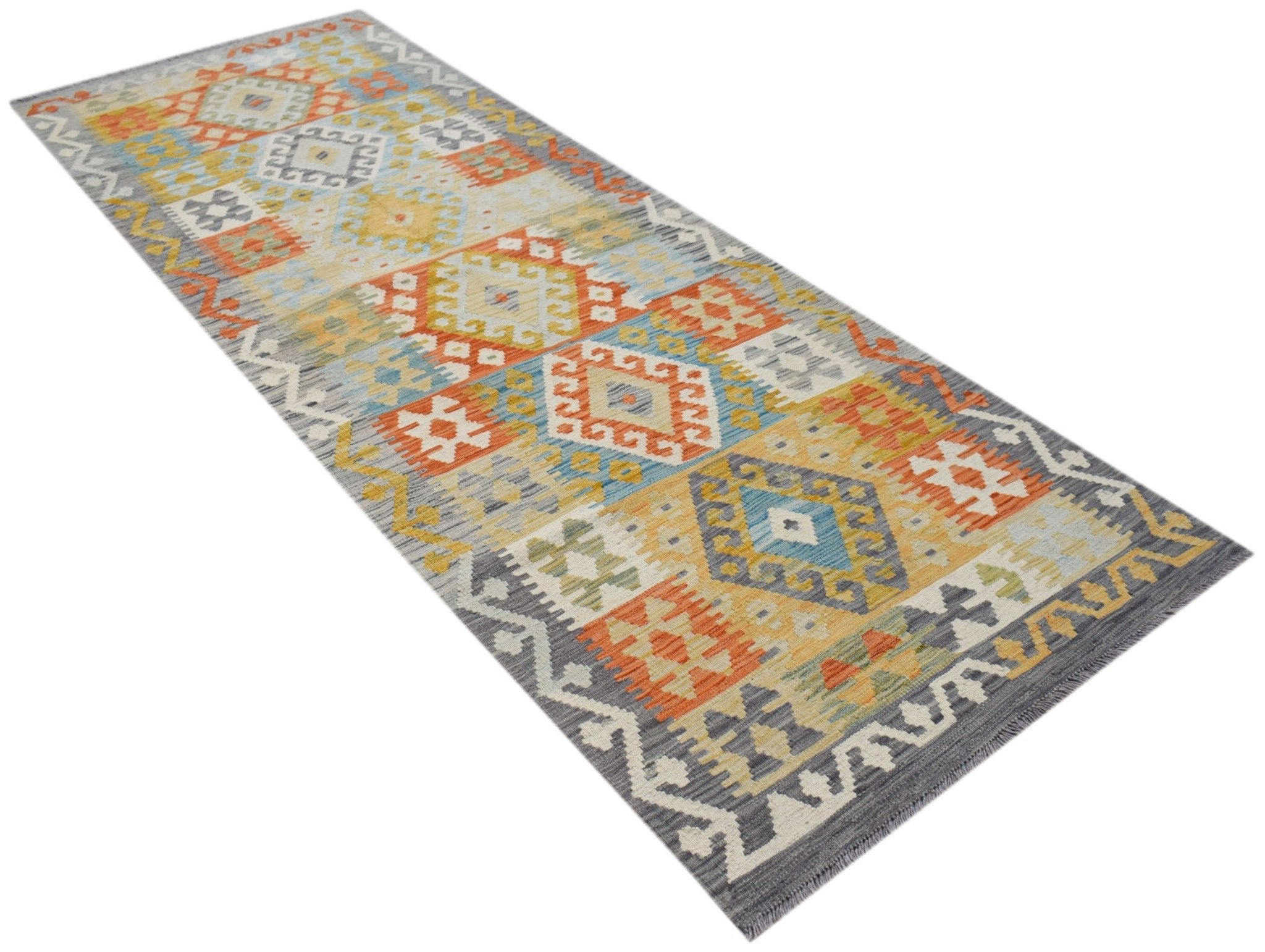 Handmade Afghan Maimana Kilim Hallway Runner | 292 x 105 cm | 9'7" x 3'5" - Najaf Rugs & Textile