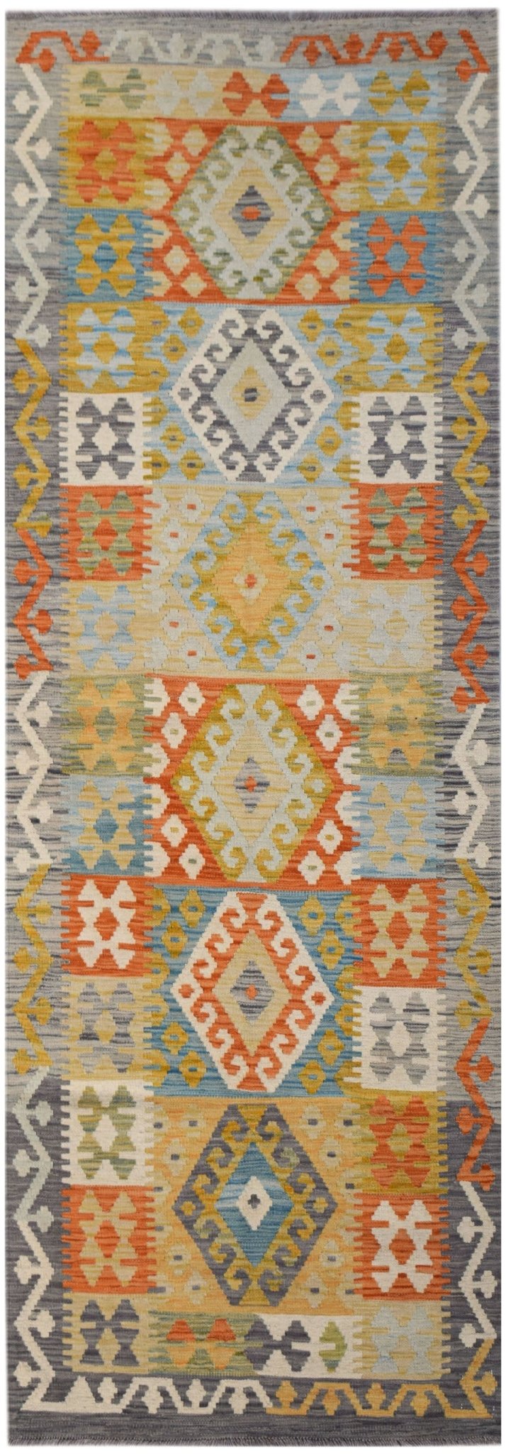 Handmade Afghan Maimana Kilim Hallway Runner | 292 x 105 cm | 9'7" x 3'5" - Najaf Rugs & Textile