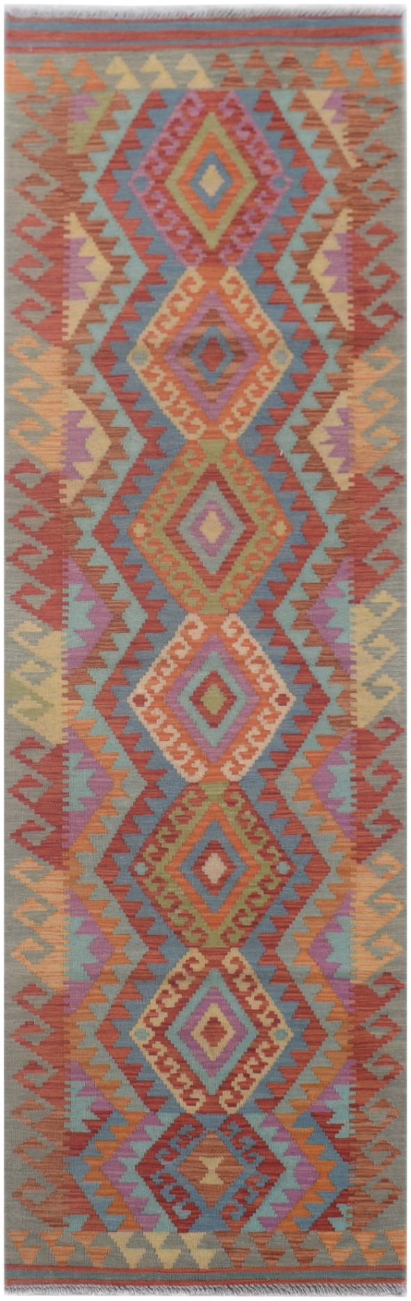 Handmade Afghan Maimana Kilim Hallway Runner | 294 x 76 cm | 9'8" x 2'6" - Najaf Rugs & Textile