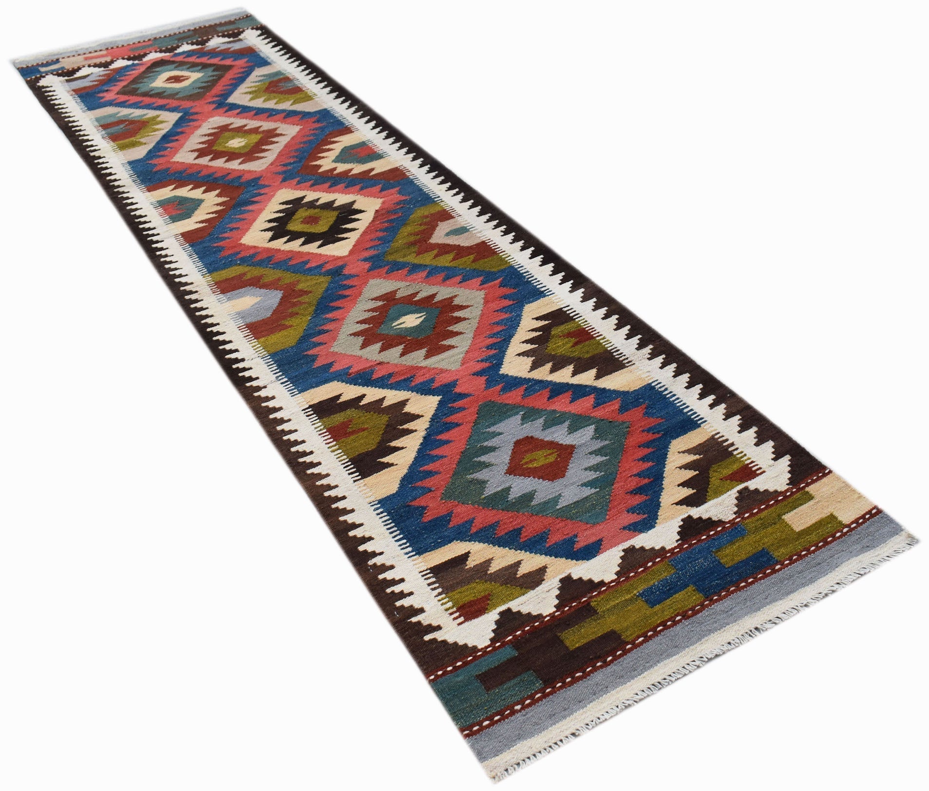 Handmade Afghan Maimana Kilim Hallway Runner | 294 x 79 cm | 9'8" x 2'7" - Najaf Rugs & Textile