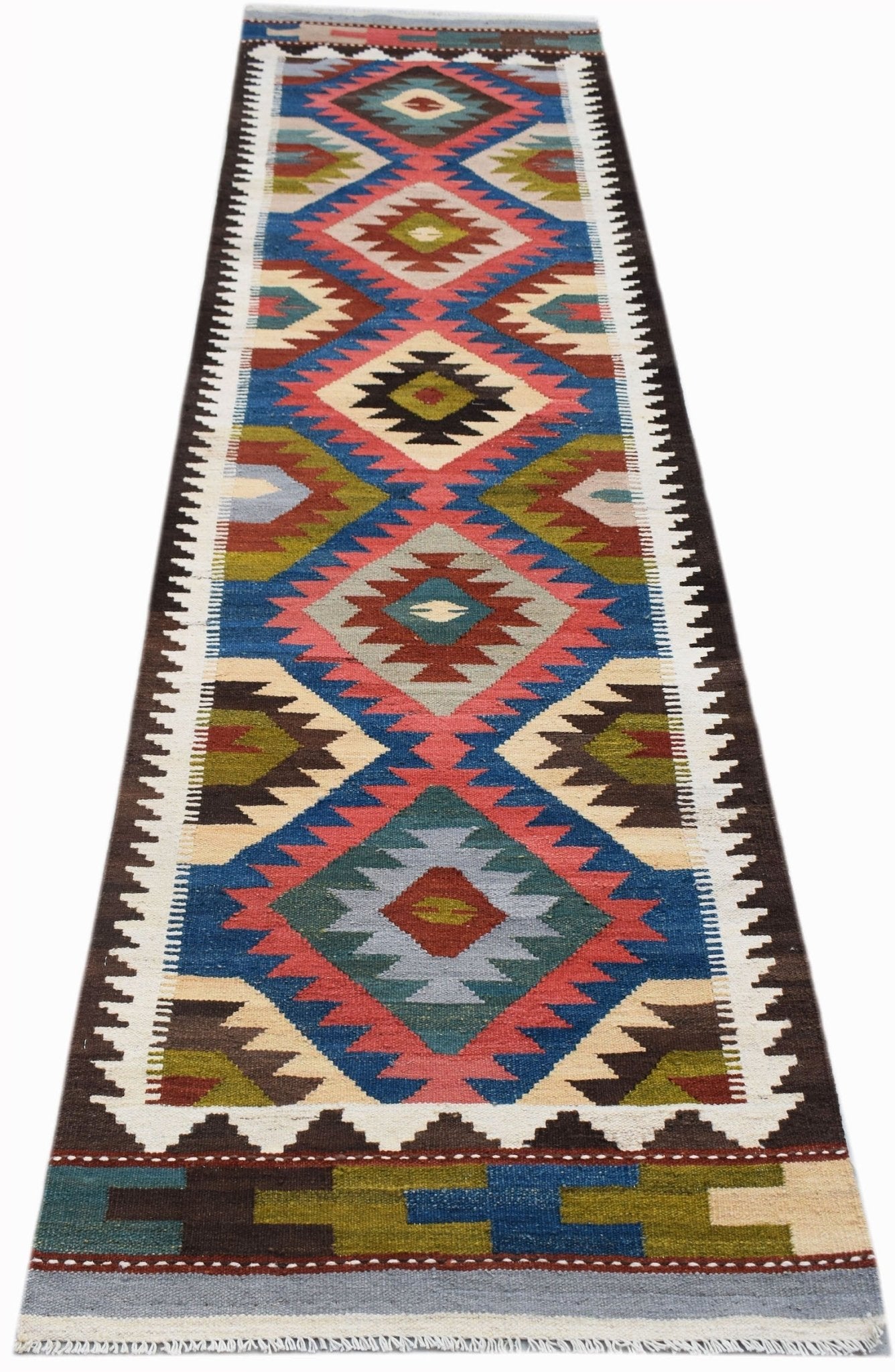 Handmade Afghan Maimana Kilim Hallway Runner | 294 x 79 cm | 9'8" x 2'7" - Najaf Rugs & Textile