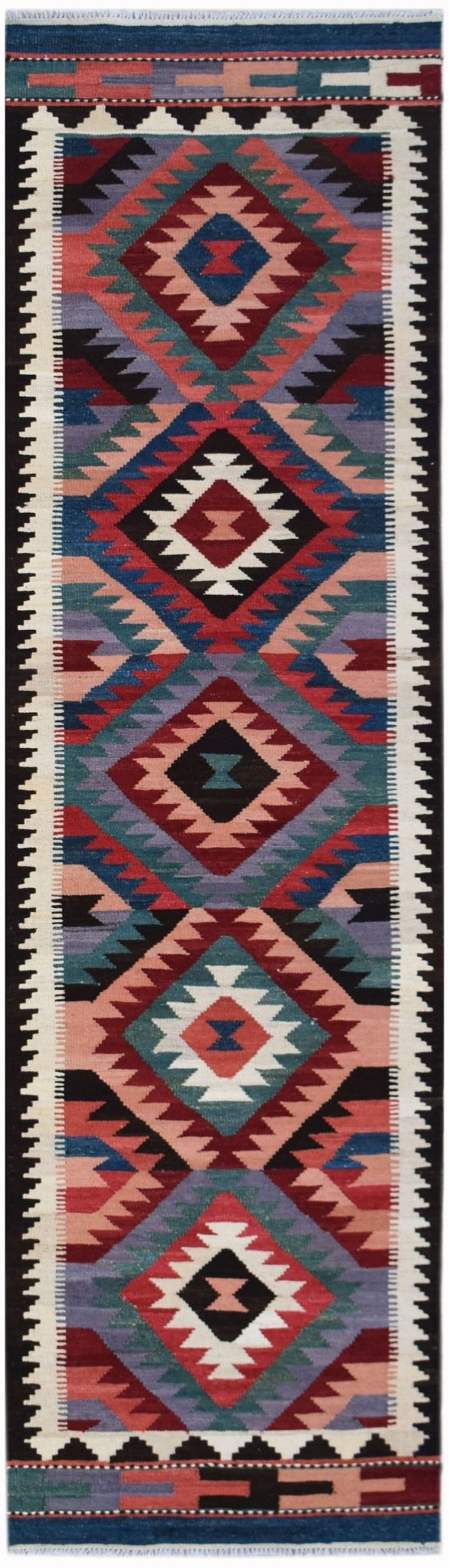 Handmade Afghan Maimana Kilim Hallway Runner | 294 x 86 cm | 9'8" x 2'10" - Najaf Rugs & Textile