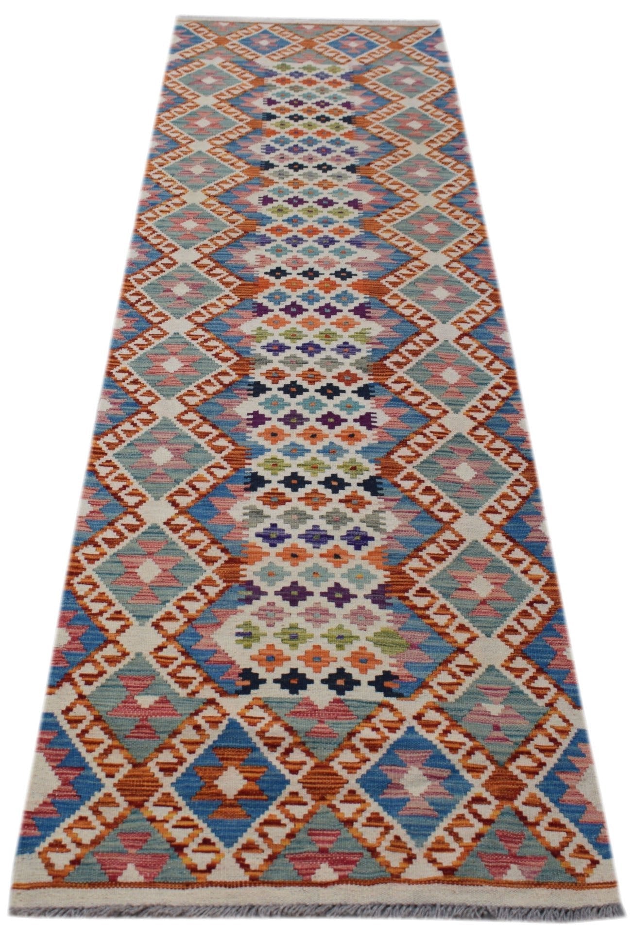 Handmade Afghan Maimana Kilim Hallway Runner | 295 x 80 cm | 9'8" x 2'8" - Najaf Rugs & Textile