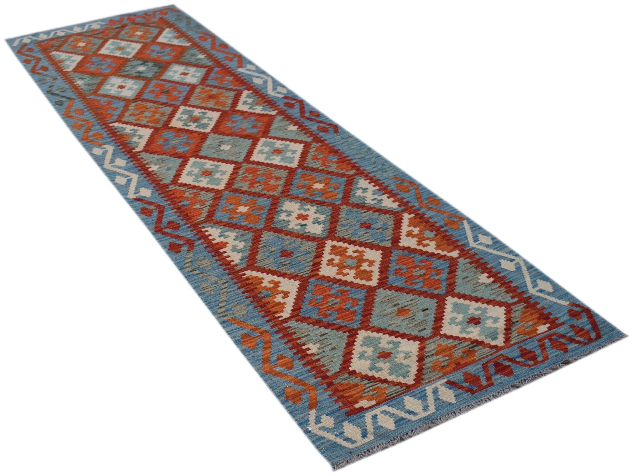 Handmade Afghan Maimana Kilim Hallway Runner | 295 x 89 cm | 9'9" x 2'11" - Najaf Rugs & Textile