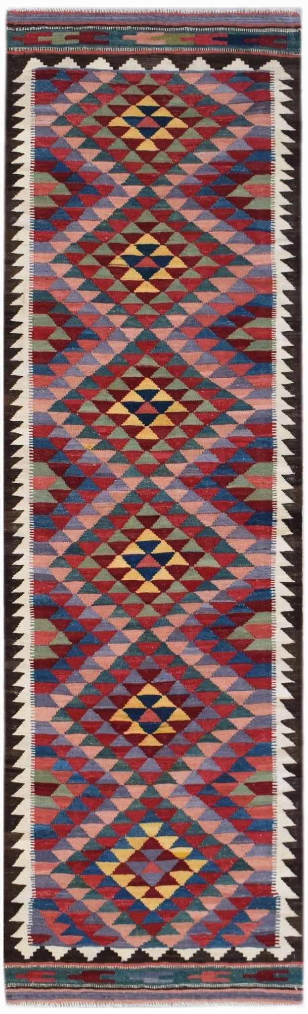 Handmade Afghan Maimana Kilim Hallway Runner | 295 x 90 cm | 9'8" x 3' - Najaf Rugs & Textile