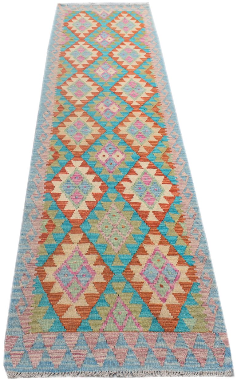 Handmade Afghan Maimana Kilim Hallway Runner | 296 x 72 cm | 9'9" x 2'4" - Najaf Rugs & Textile