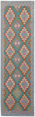 Handmade Afghan Maimana Kilim Hallway Runner | 296 x 72 cm | 9'9" x 2'4" - Najaf Rugs & Textile