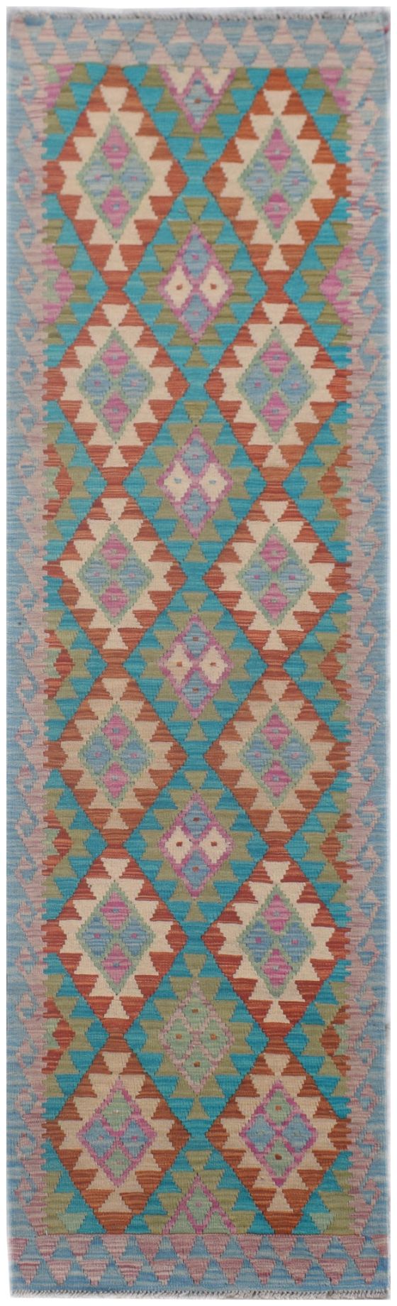 Handmade Afghan Maimana Kilim Hallway Runner | 296 x 72 cm | 9'9" x 2'4" - Najaf Rugs & Textile