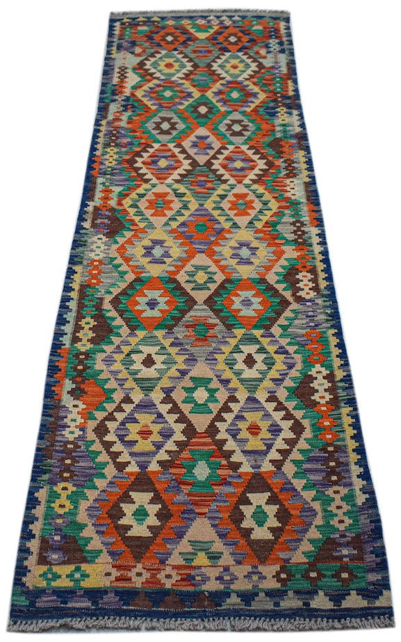 Handmade Afghan Maimana Kilim Hallway Runner | 296 x 82 cm | 9'9" x 2'8" - Najaf Rugs & Textile