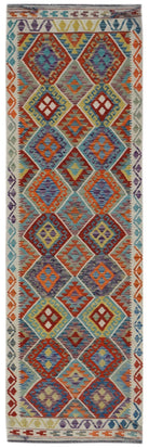 Handmade Afghan Maimana Kilim Hallway Runner | 296 x 91 cm | 9'9" x 3' - Najaf Rugs & Textile