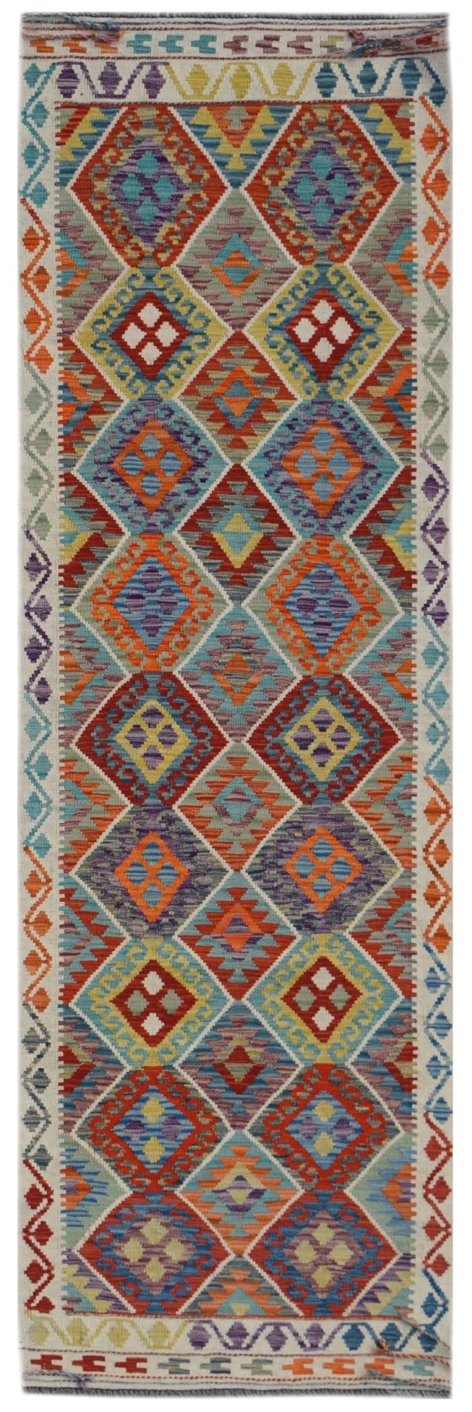 Handmade Afghan Maimana Kilim Hallway Runner | 296 x 91 cm | 9'9" x 3' - Najaf Rugs & Textile