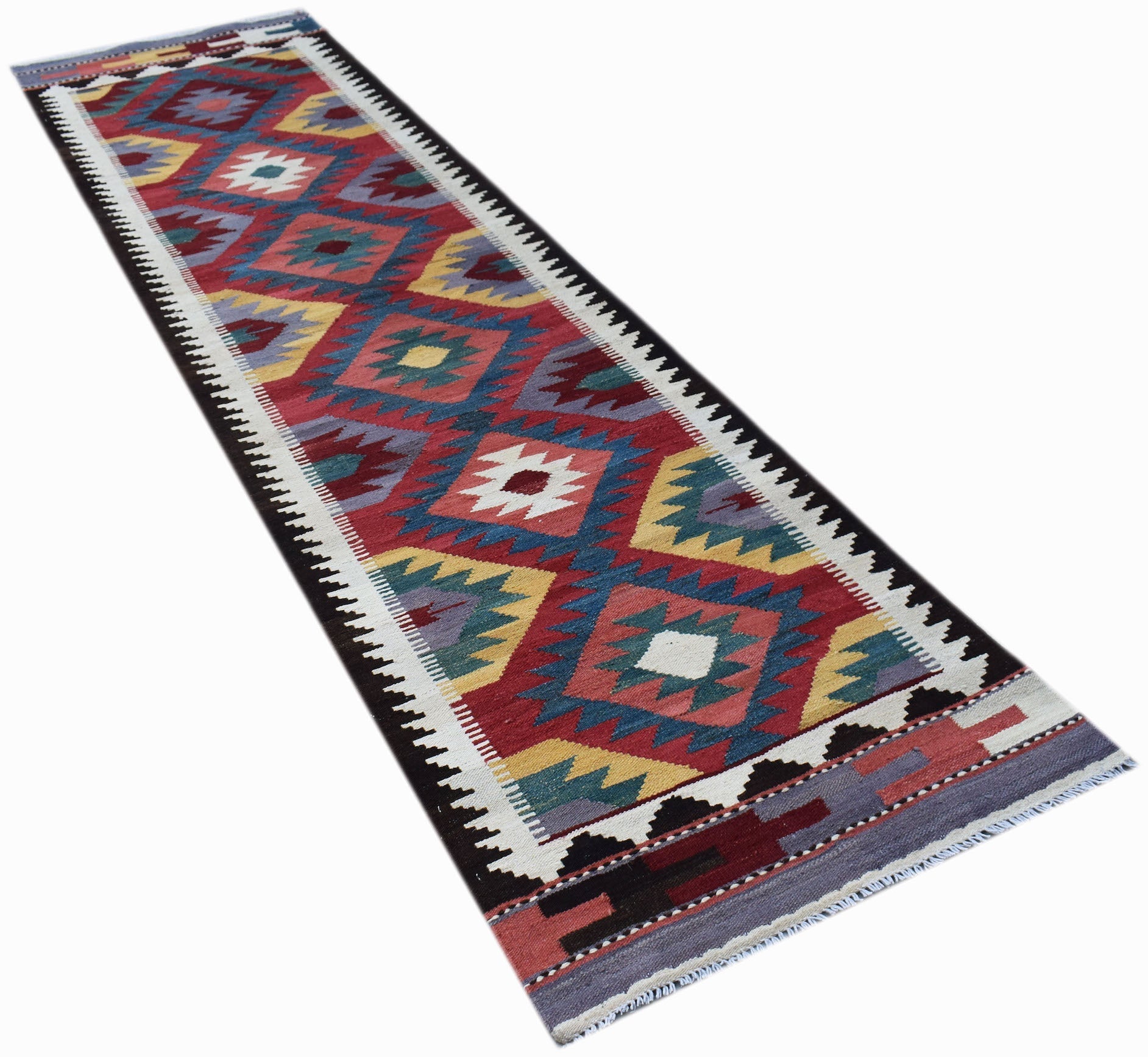 Handmade Afghan Maimana Kilim Hallway Runner | 297 x 79 cm | 9'9" x 2'7" - Najaf Rugs & Textile