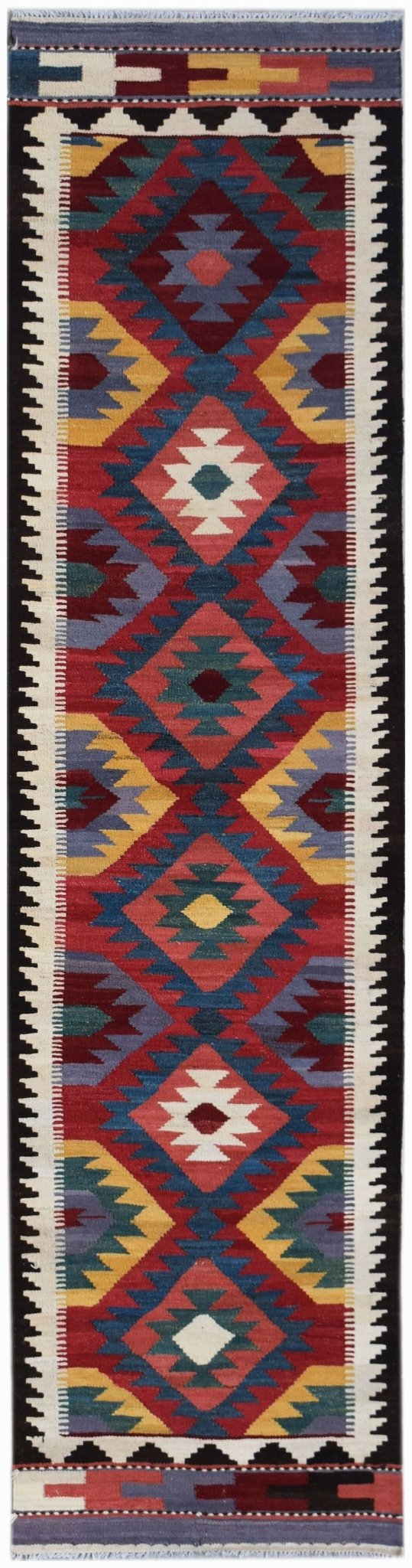 Handmade Afghan Maimana Kilim Hallway Runner | 297 x 79 cm | 9'9" x 2'7" - Najaf Rugs & Textile