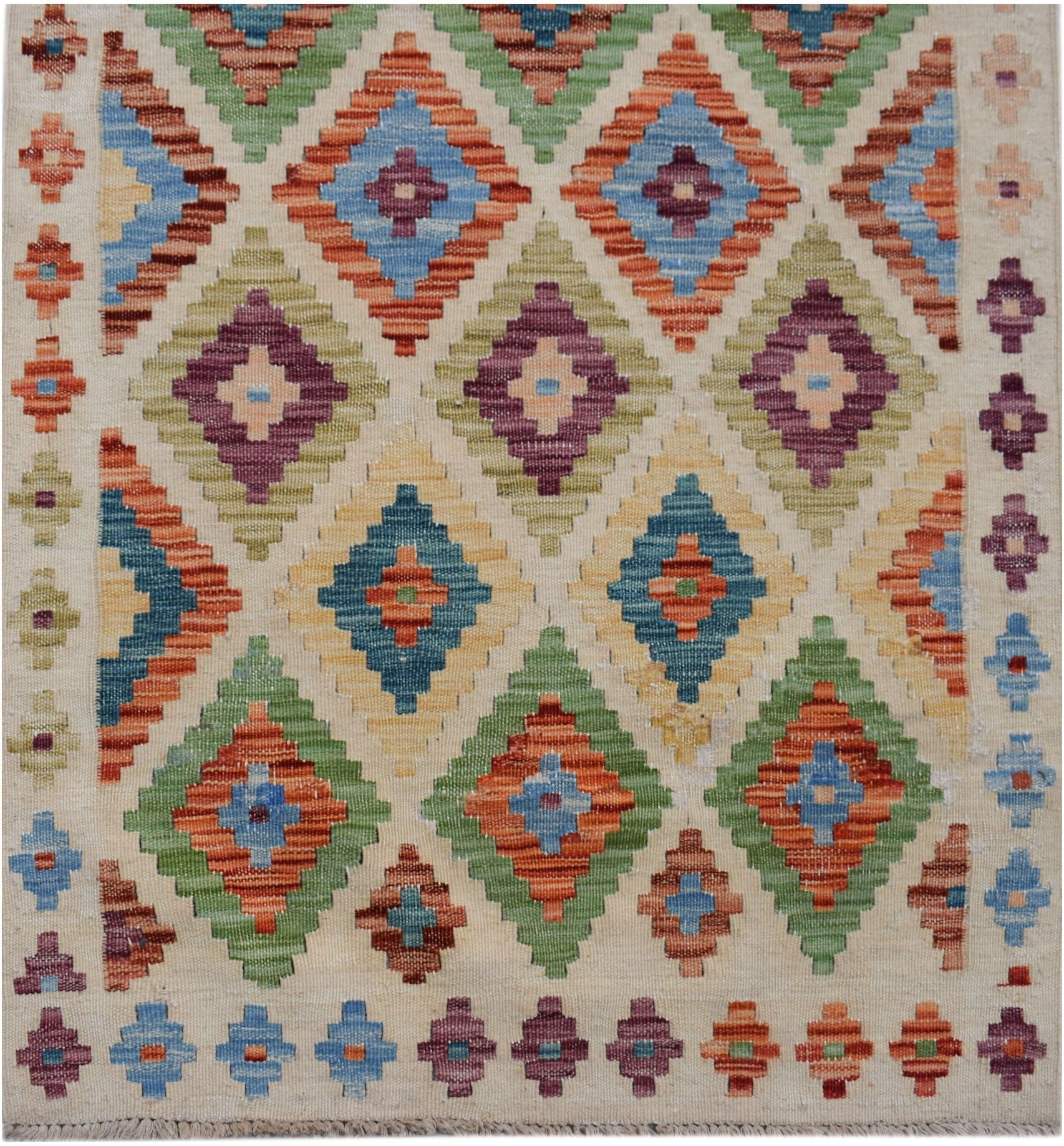 Handmade Afghan Maimana Kilim Hallway Runner | 297 x 81 cm | 9'9" x 2'8" - Najaf Rugs & Textile