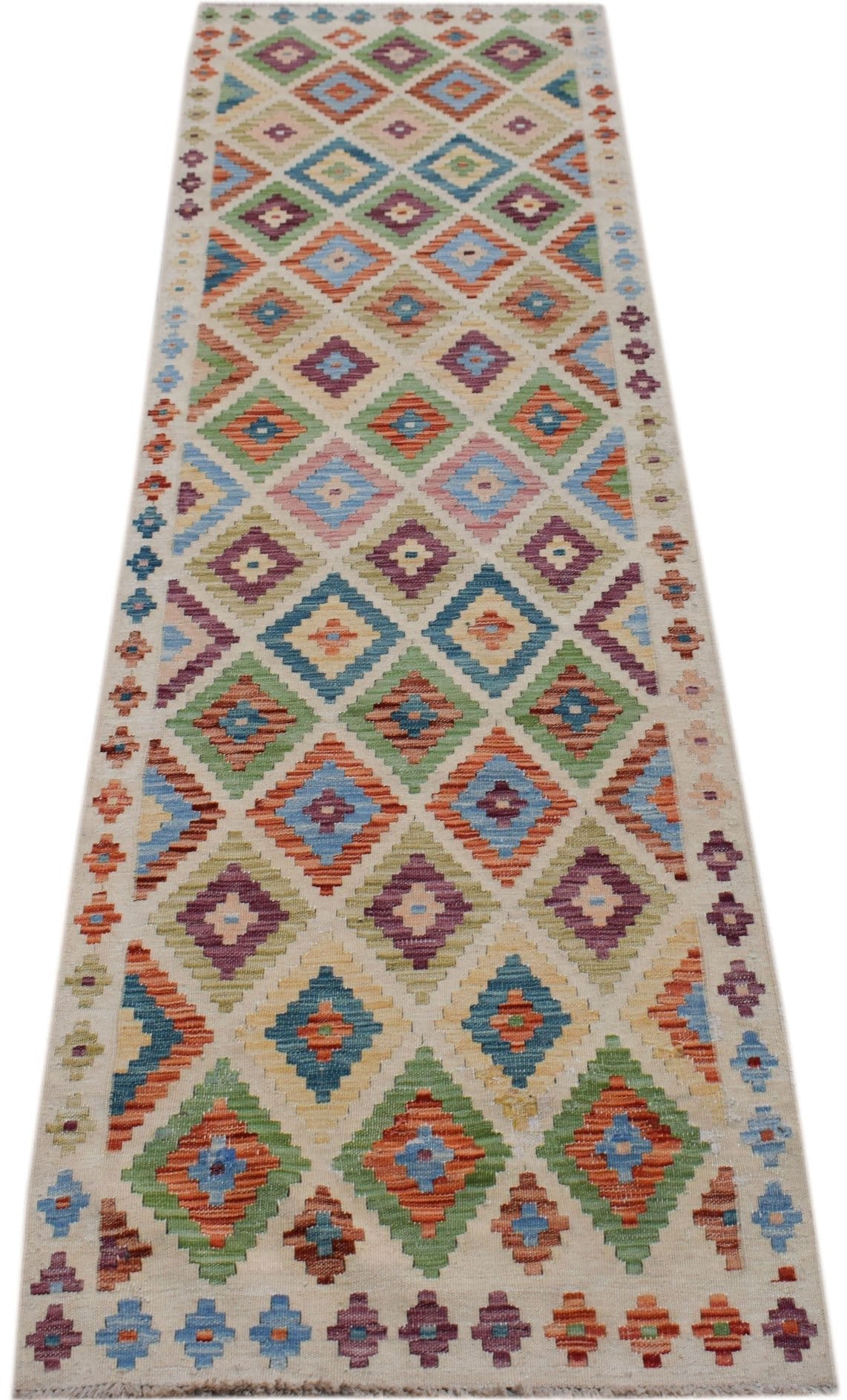 Handmade Afghan Maimana Kilim Hallway Runner | 297 x 81 cm | 9'9" x 2'8" - Najaf Rugs & Textile