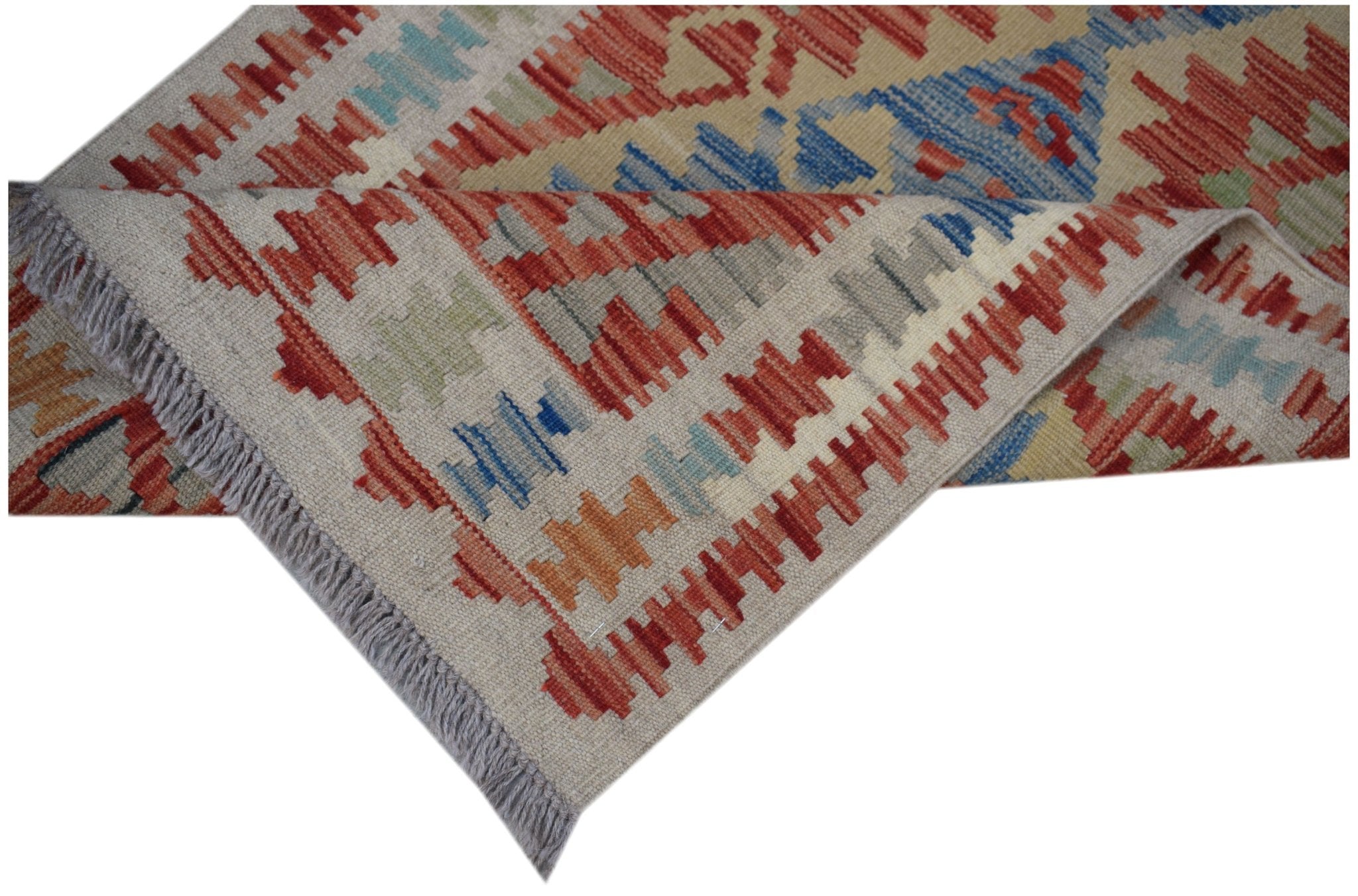 Handmade Afghan Maimana Kilim Hallway Runner | 300 x 78 cm | 9'11" x 2'7" - Najaf Rugs & Textile