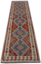 Handmade Afghan Maimana Kilim Hallway Runner | 300 x 78 cm | 9'11" x 2'7" - Najaf Rugs & Textile