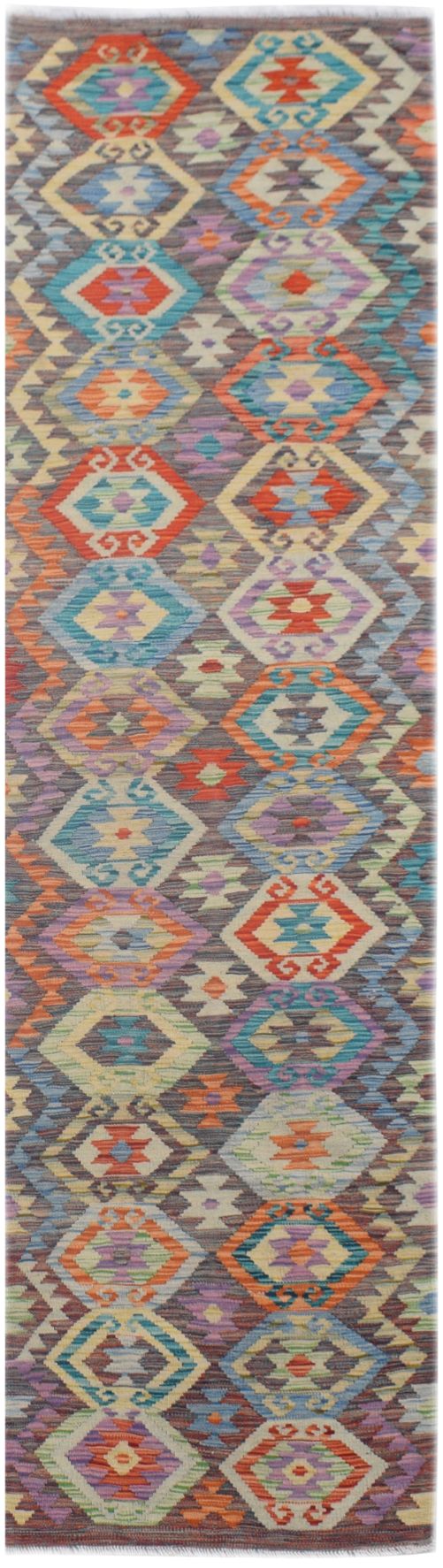 Handmade Afghan Maimana Kilim Hallway Runner | 301 x 82 cm | 9'10" x 2'9" - Najaf Rugs & Textile