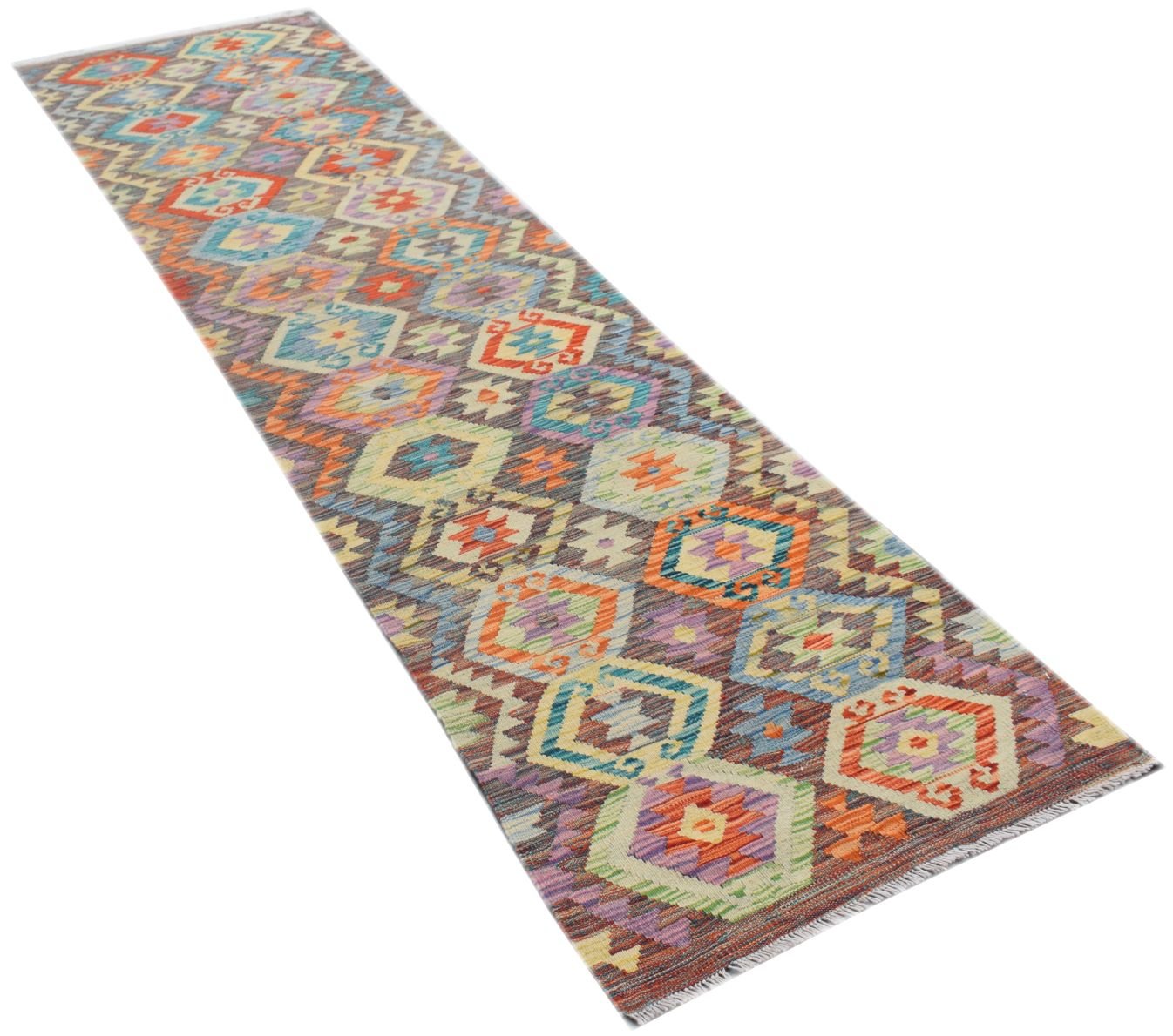 Handmade Afghan Maimana Kilim Hallway Runner | 301 x 82 cm | 9'10" x 2'9" - Najaf Rugs & Textile