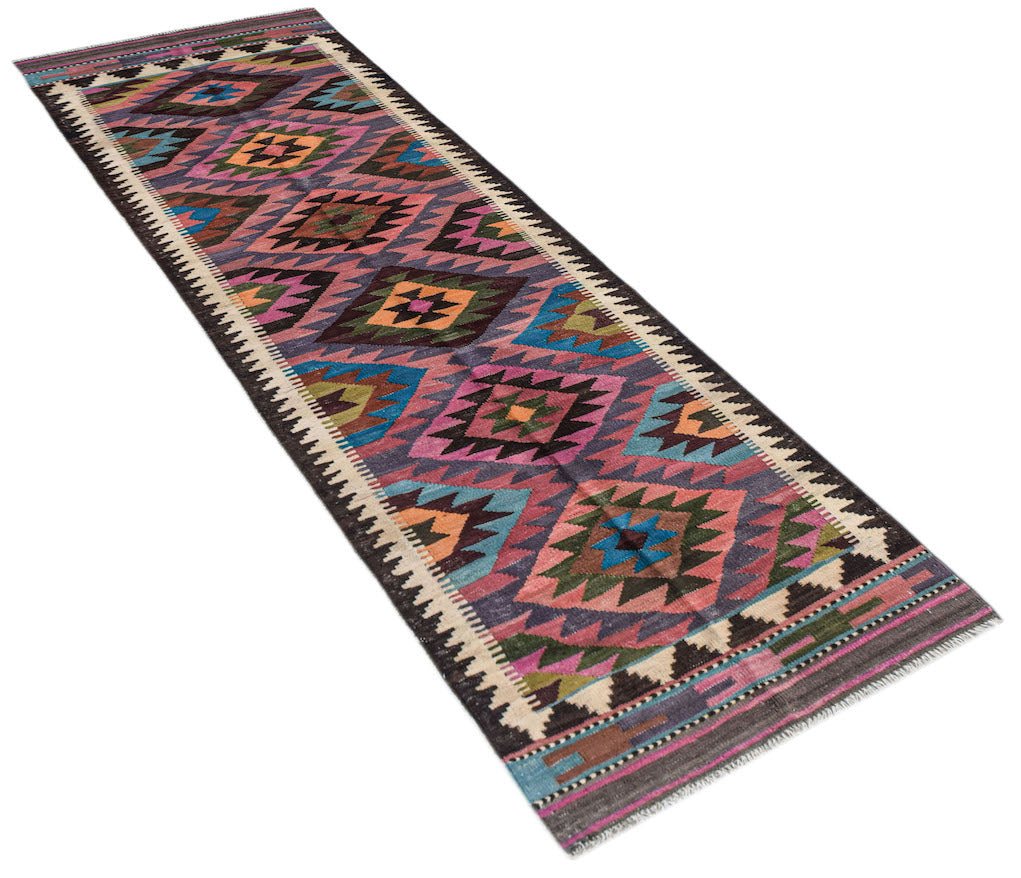 Handmade Afghan Maimana Kilim Hallway Runner | 301 x 86 cm | 9'11" x 2'10" - Najaf Rugs & Textile