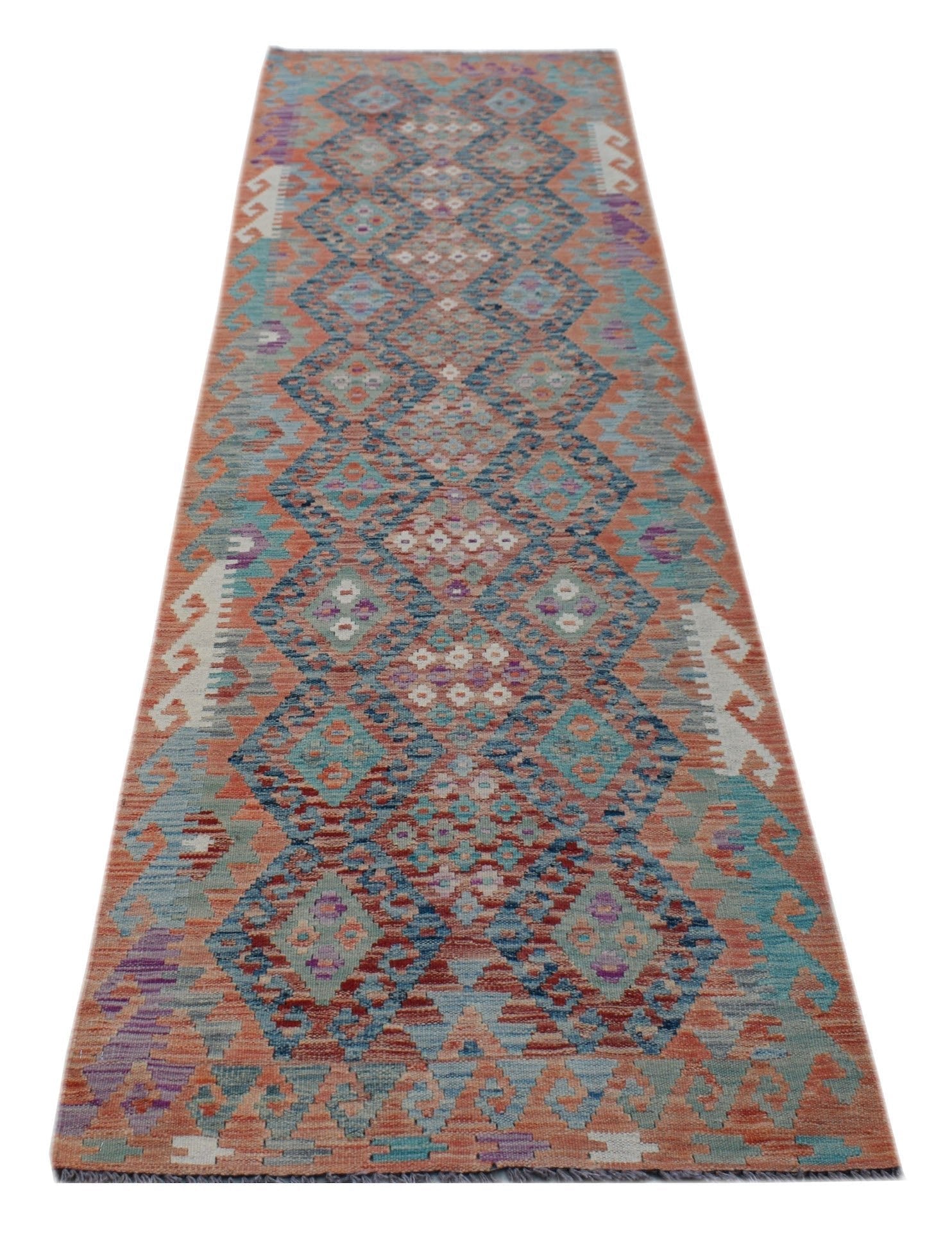 Handmade Afghan Maimana Kilim Hallway Runner | 303 x 88 cm | 9'11" x 2'11" - Najaf Rugs & Textile