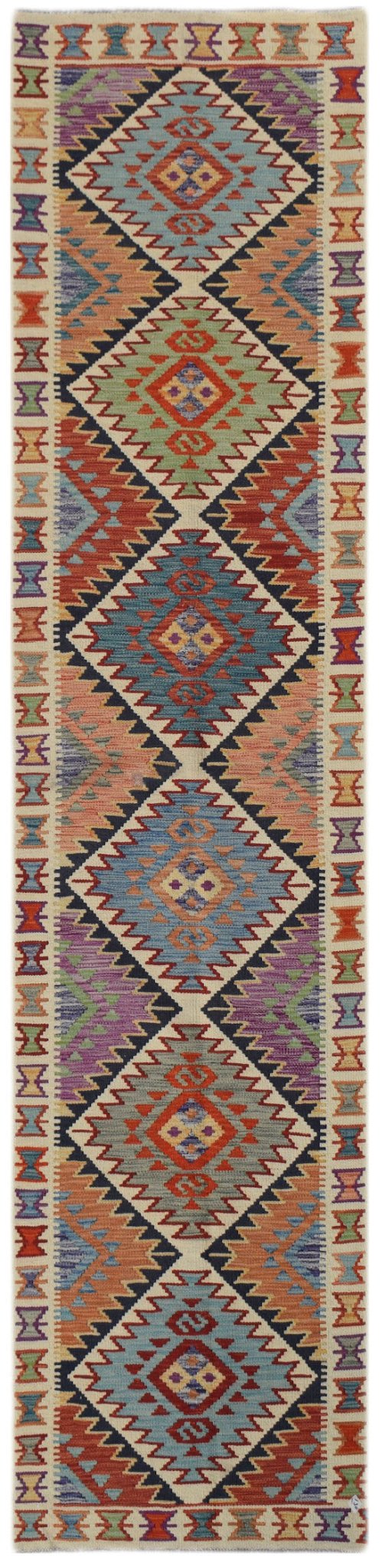 Handmade Afghan Maimana Kilim Hallway Runner | 305 x 83 cm | 10' x 2'9" - Najaf Rugs & Textile