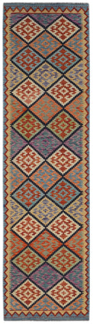 Handmade Afghan Maimana Kilim Hallway Runner | 306 x 85 cm | 10'1" x 2'10" - Najaf Rugs & Textile