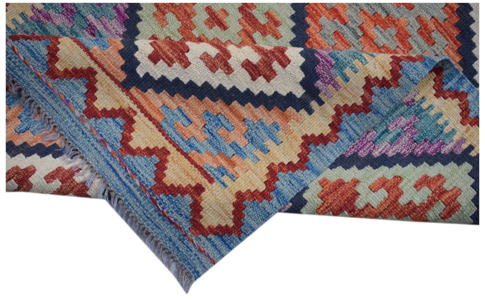 Handmade Afghan Maimana Kilim Hallway Runner | 306 x 85 cm | 10'1" x 2'10" - Najaf Rugs & Textile