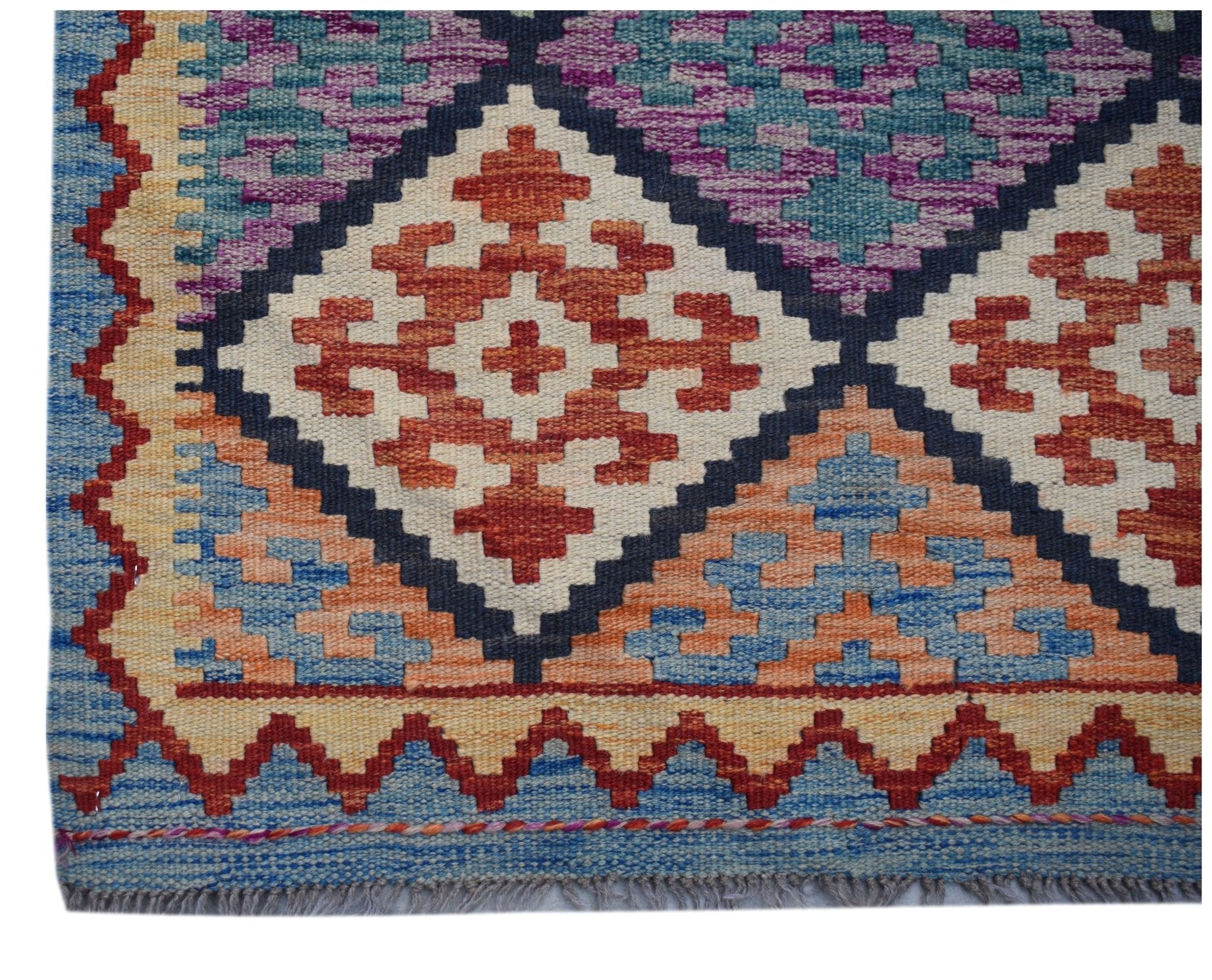 Handmade Afghan Maimana Kilim Hallway Runner | 306 x 85 cm | 10'1" x 2'10" - Najaf Rugs & Textile