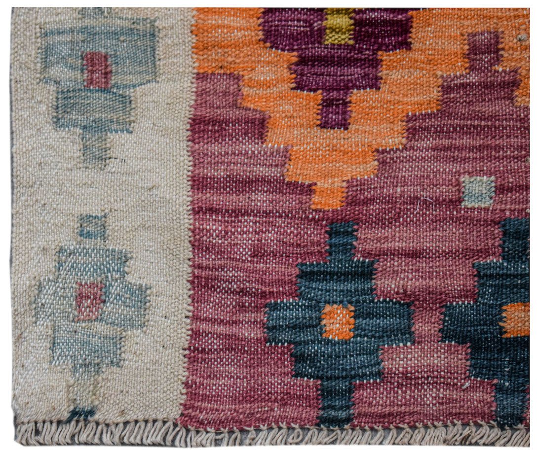 Handmade Afghan Maimana Kilim Hallway Runner | 330 x 81 cm | 10'10" x 2'8" - Najaf Rugs & Textile