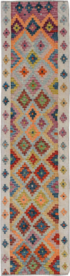 Handmade Afghan Maimana Kilim Hallway Runner | 330 x 81 cm | 10'10" x 2'8" - Najaf Rugs & Textile