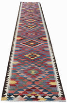 Handmade Afghan Maimana Kilim Hallway Runner | 387 x 83 cm | 12'9" x 2'9" - Najaf Rugs & Textile