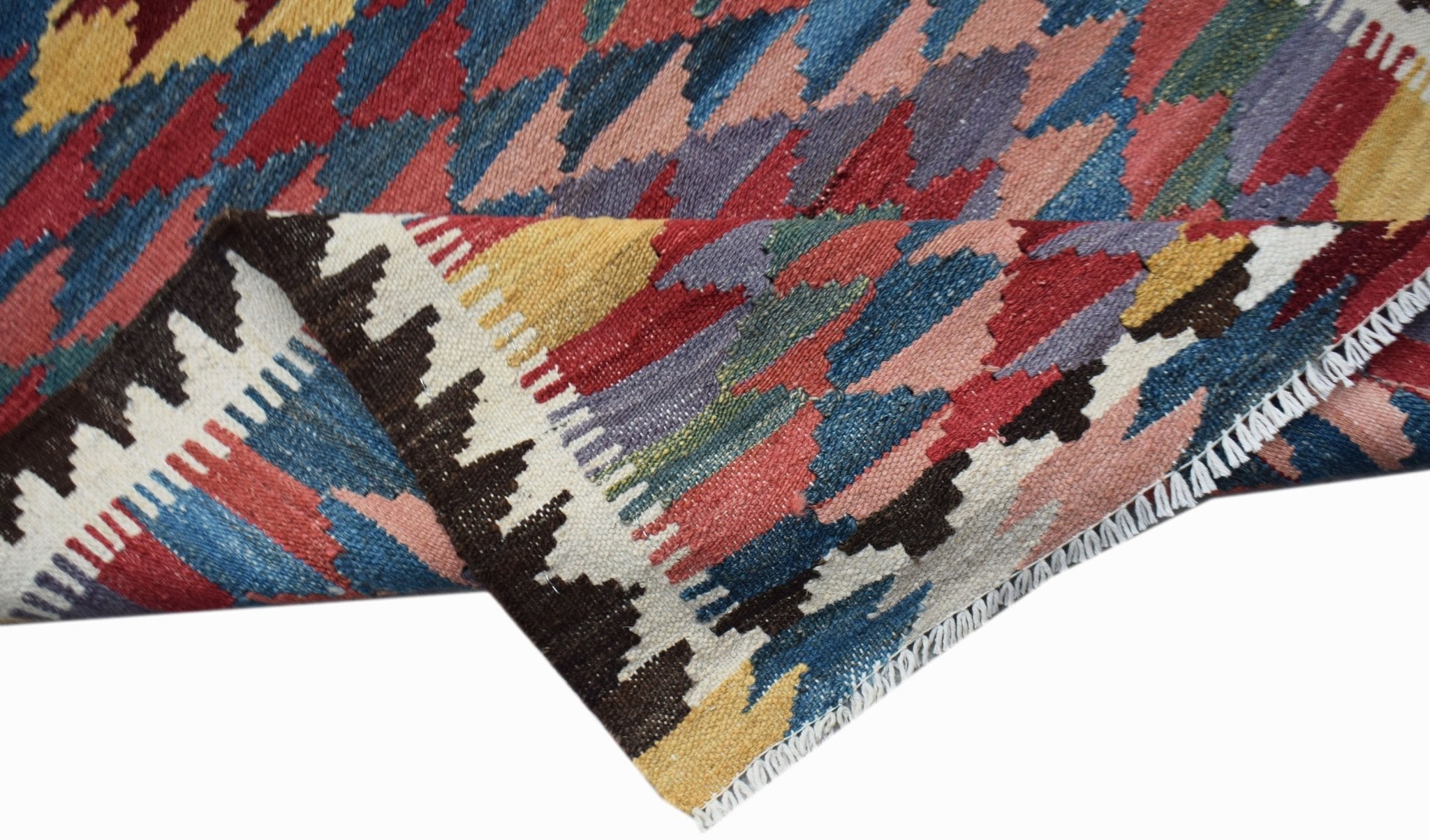 Handmade Afghan Maimana Kilim Hallway Runner | 387 x 83 cm | 12'9" x 2'9" - Najaf Rugs & Textile