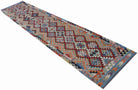 Handmade Afghan Maimana Kilim Hallway Runner | 392 x 81 cm | 12'10" x 2'8" - Najaf Rugs & Textile