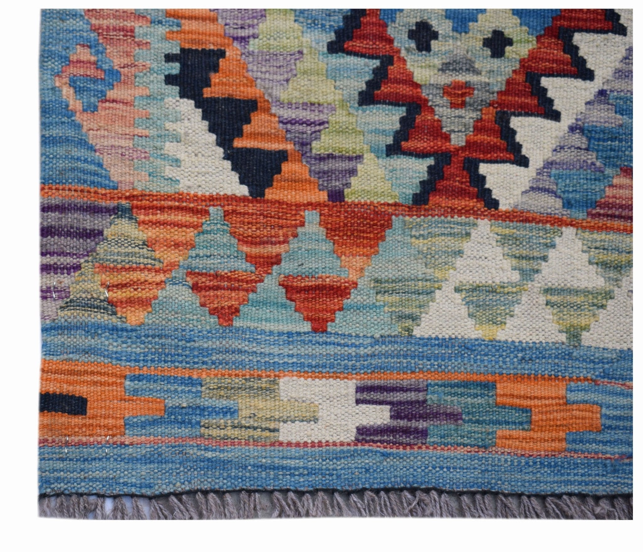 Handmade Afghan Maimana Kilim Hallway Runner | 392 x 81 cm | 12'10" x 2'8" - Najaf Rugs & Textile