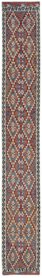 Handmade Afghan Maimana Kilim Hallway Runner | 393 x 81 cm | 12'11" x 2'8" - Najaf Rugs & Textile