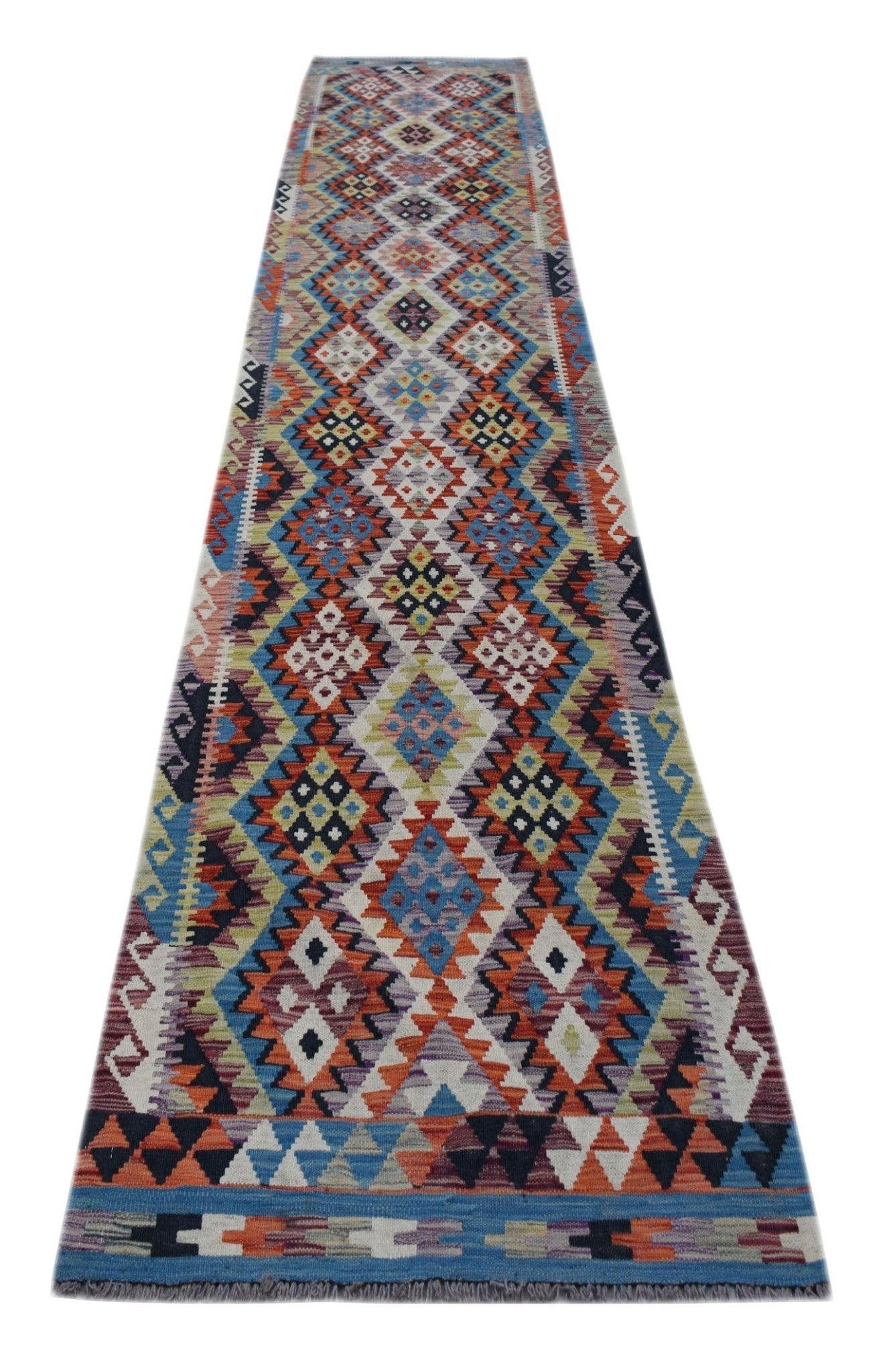 Handmade Afghan Maimana Kilim Hallway Runner | 396 x 90 cm | 13' x 3' - Najaf Rugs & Textile