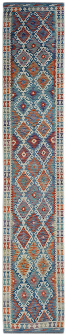 Handmade Afghan Maimana Kilim Hallway Runner | 397 x 78 cm | 13' x 2'7" - Najaf Rugs & Textile