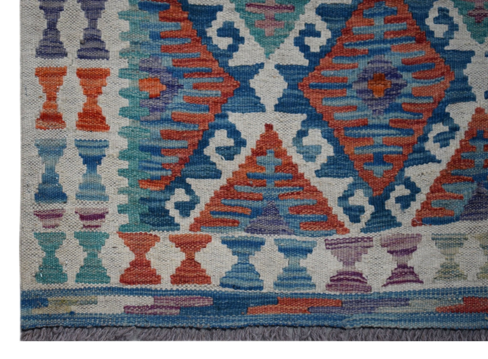 Handmade Afghan Maimana Kilim Hallway Runner | 397 x 78 cm | 13' x 2'7" - Najaf Rugs & Textile