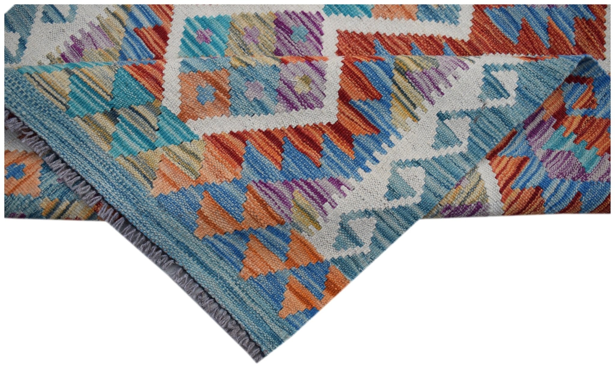 Handmade Afghan Maimana Kilim Hallway Runner | 416 x 83 cm | 13'8" x 2'9" - Najaf Rugs & Textile