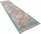 Handmade Afghan Maimana Kilim Hallway Runner | 434 x 96 cm | 14'3" x 3'2" - Najaf Rugs & Textile