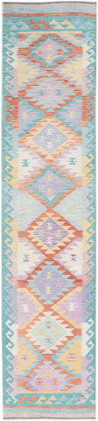 Handmade Afghan Maimana Kilim Hallway Runner | 434 x 96 cm | 14'3" x 3'2" - Najaf Rugs & Textile