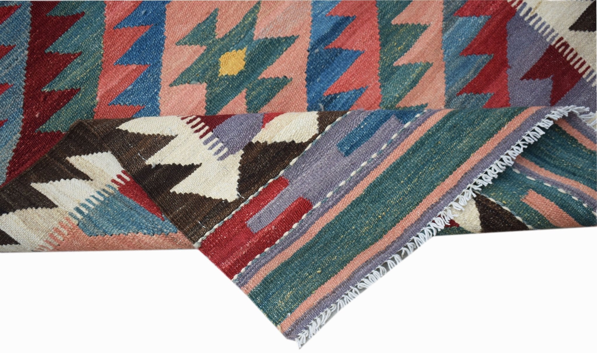 Handmade Afghan Maimana Kilim Hallway Runner | 486 x 81 cm | 16' x 2'8" - Najaf Rugs & Textile