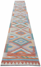 Handmade Afghan Maimana Kilim Hallway Runner | 488 x 78 cm | 16' x 2'7" - Najaf Rugs & Textile