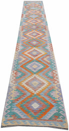 Handmade Afghan Maimana Kilim Hallway Runner | 494 x 75 cm | 16'3" x 2'5" - Najaf Rugs & Textile